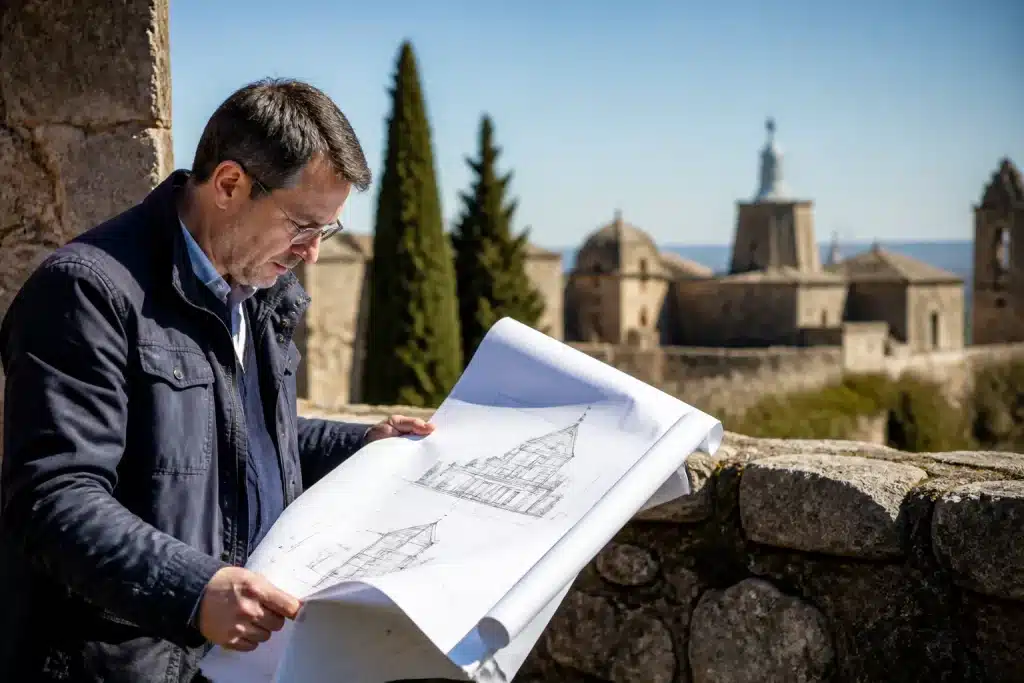 Officiel examine documents projet architectural zone protégée