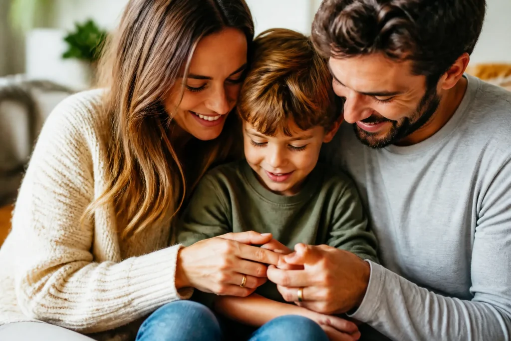 Bague or avec enfants et familles modernes