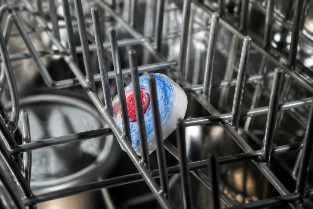Boule de lave-vaisselle coincée entre compartiments du panier inox