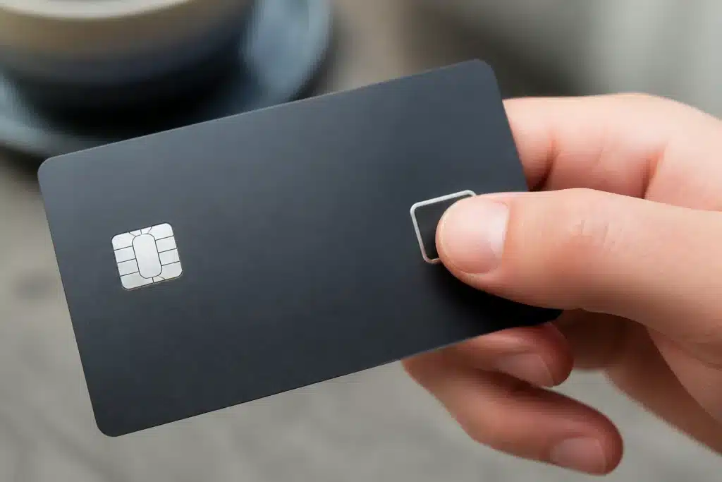 Carte bancaire avec capteur empreinte digitale intégré