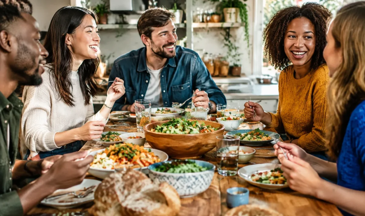Divers groupes attables repas partage sans rituel