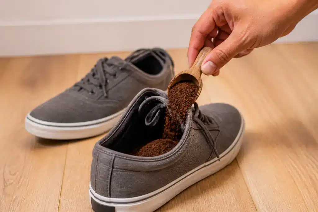 Marc cafe dans chaussure neutralisant odeurs maison