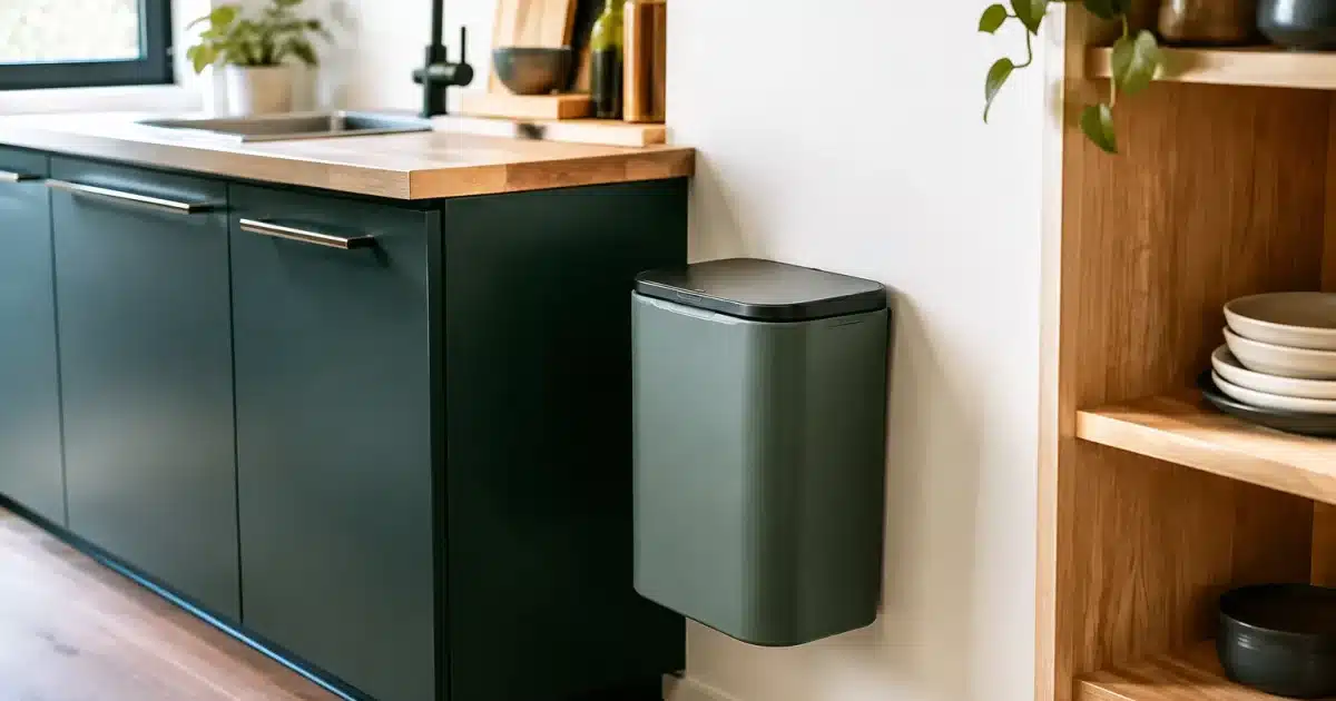 Poubelle compacte sans pedale occupant minimal espace cuisine mur