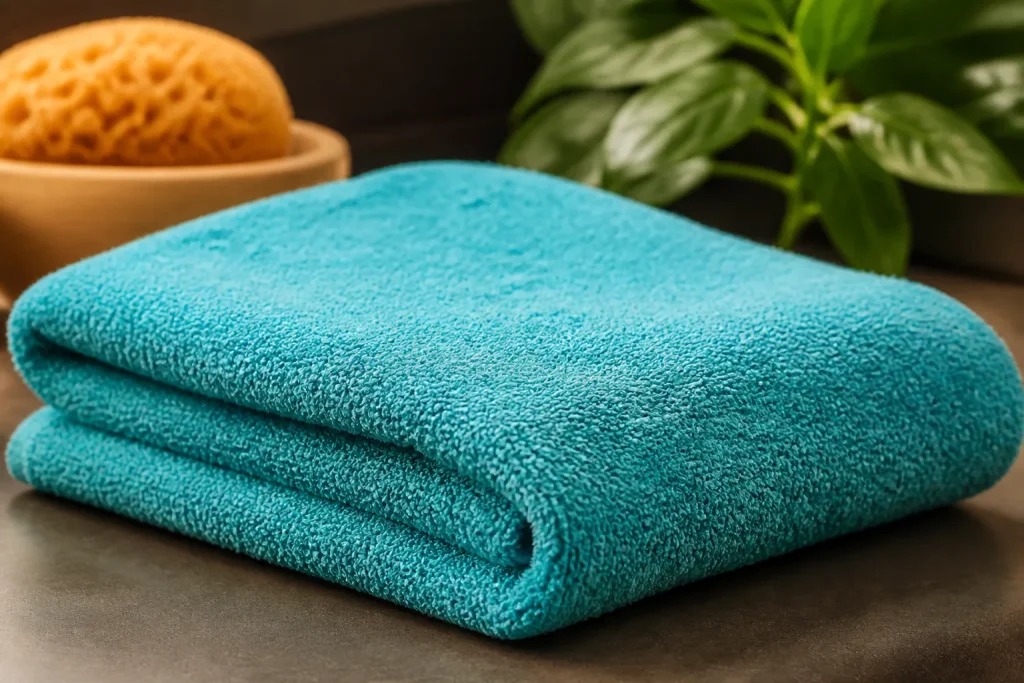 Serviette moelleuse aux fibres gonflees retrouvant souplesse