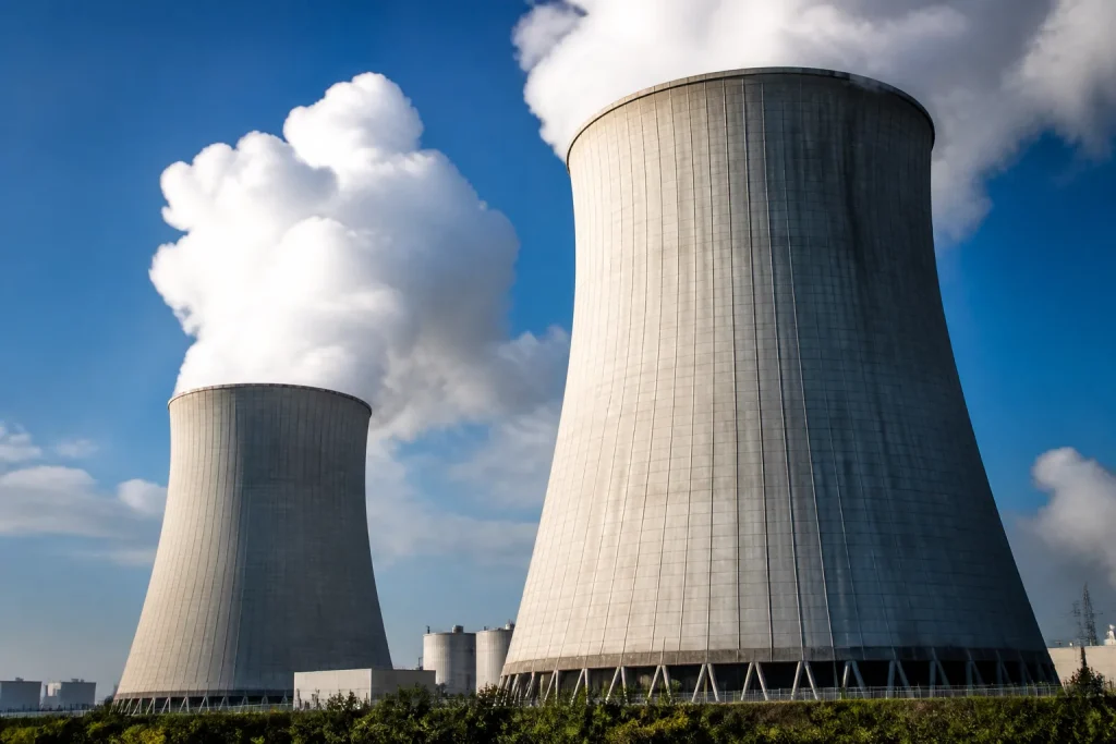 Tours geantes grises refroidissement installations modernes