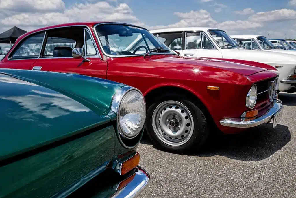 Voitures anciennes exposees au marche automobile occasion