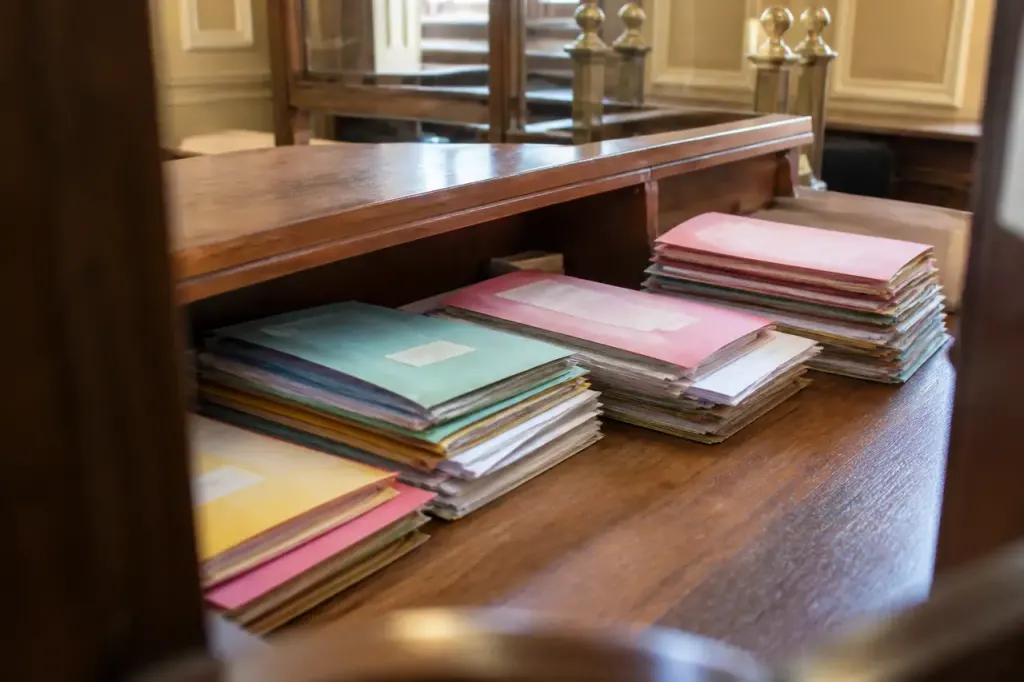 Agent derriere un comptoir de mairie avec dossiers