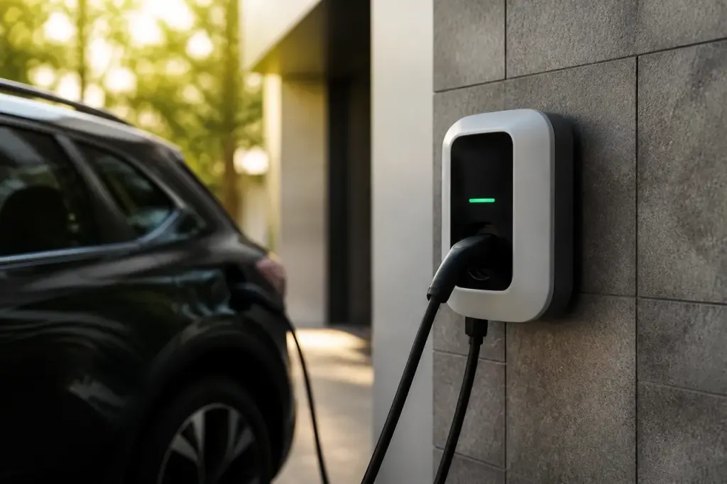 Boitier mural de recharge electrique avec voyant vert