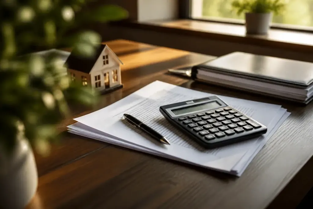 Contrats de location et calculatrice poses sur bureau