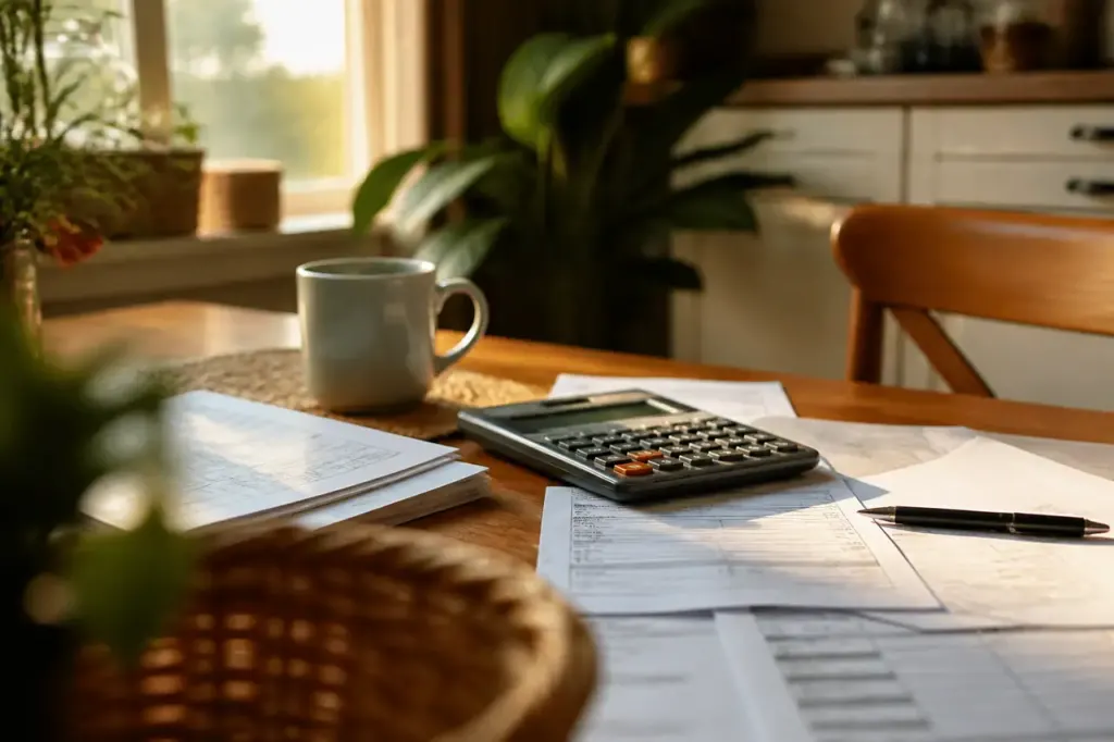 Couple senior calcule ses factures avec une calculatrice