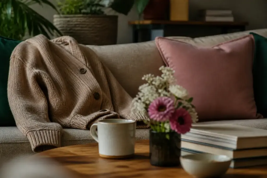 Femme agee en cardigan beige avec sa fille