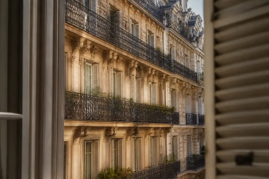 Immeubles haussmanniens aux balcons en fer forge