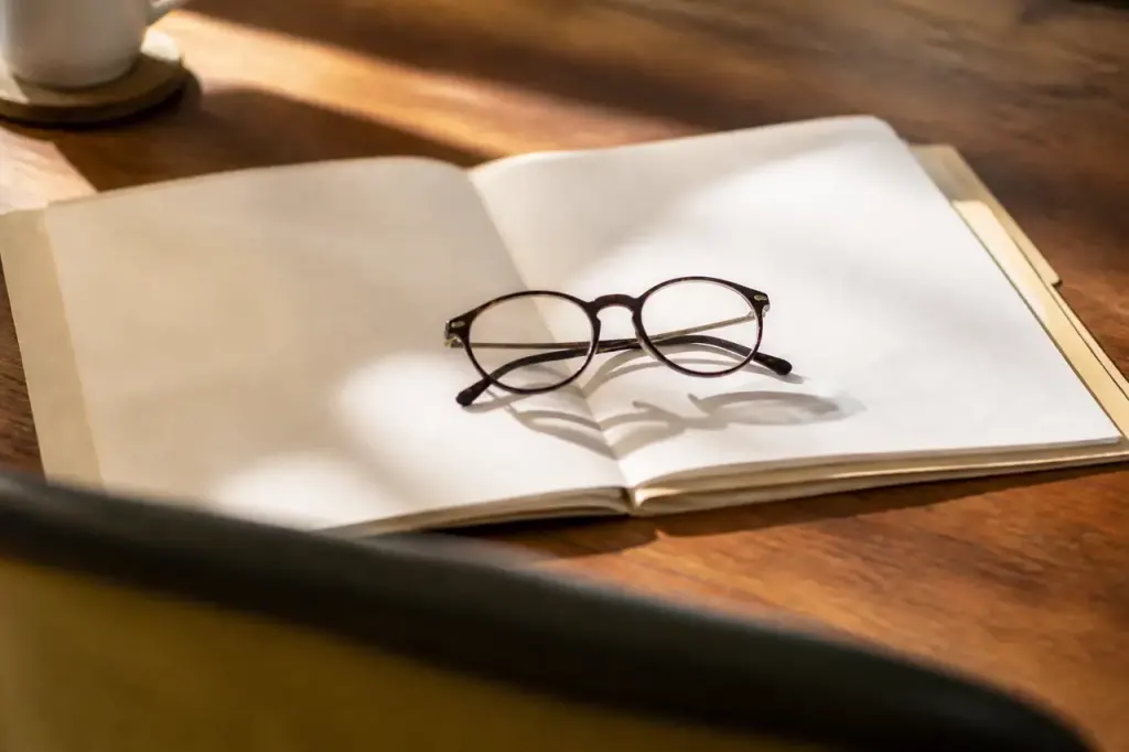 Lunettes posees sur un dossier papier ouvert