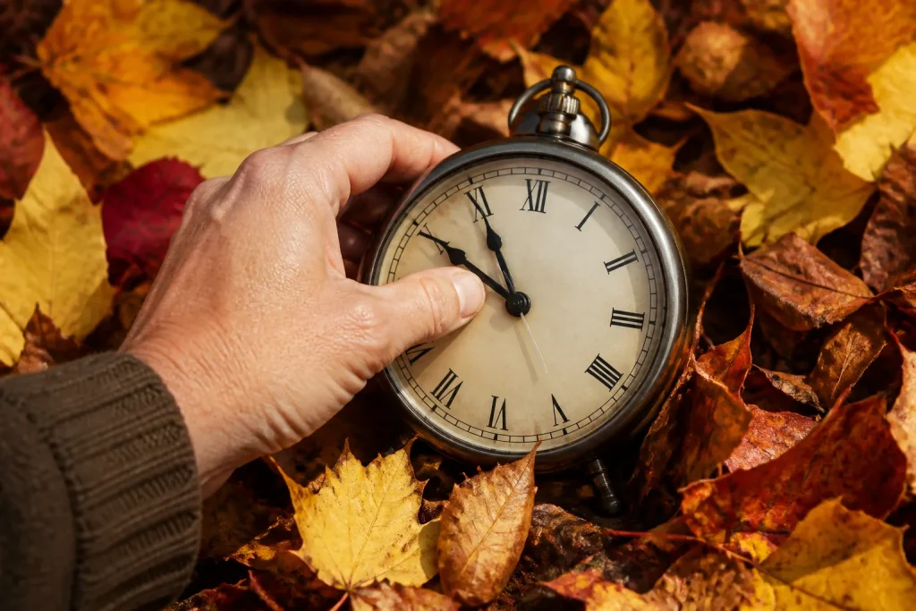 Main reculant aiguilles montre classique automne