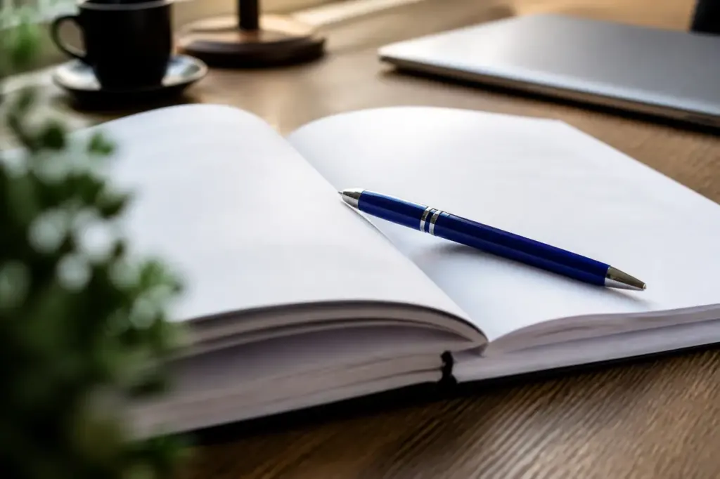 Stylo bleu pose sur un contrat papier ouvert